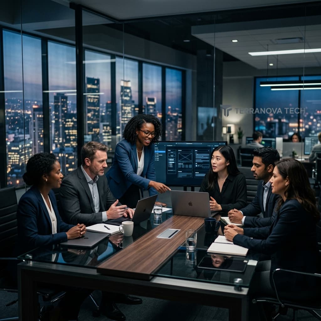 Corporate Team discussing technology